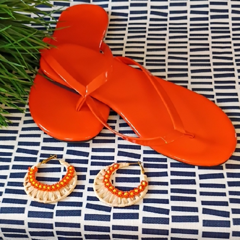 Vibrant Orange Women's Wedge Sandals